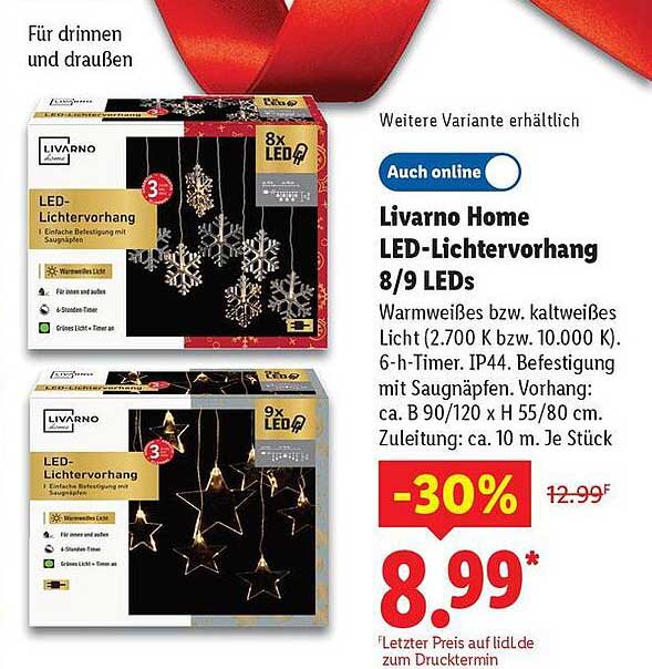 Livorno Home LED-Lichtervorhang 8/9 LEDs