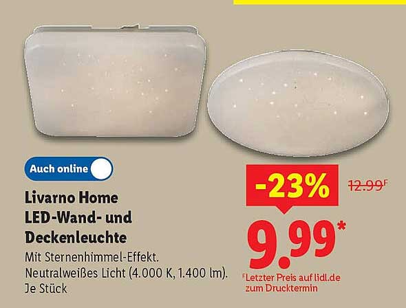 Livorno Home LED-Wand- und Deckenleuchte mit Sterneffekt