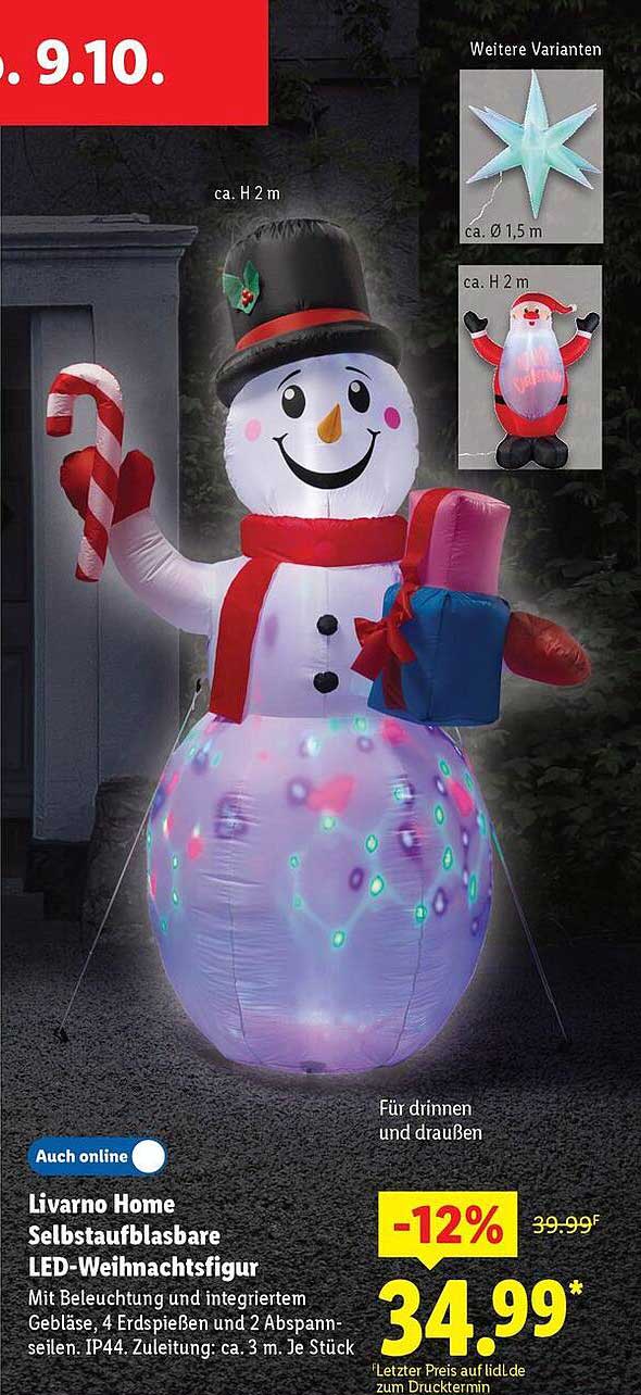 Livorno Home Selbstaufblasbare LED-Weihnachtsfigur