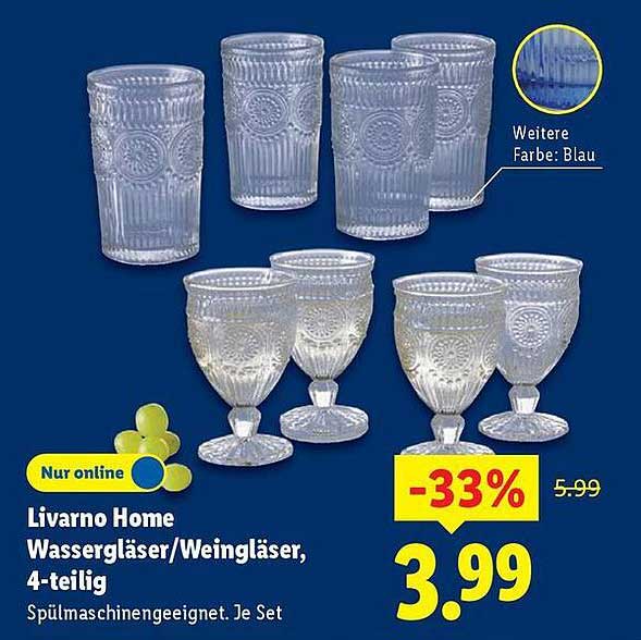Livorno Home Wassergläser/Weingläser, 4-teilig
