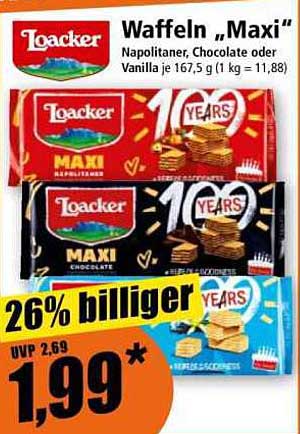 Loacker Waffeln „Maxi“ - Napolitaner, Chocolate oder Vanilla