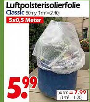 Luftpolsterisolierfolie Classic 80 my (5x0,5 Meter)