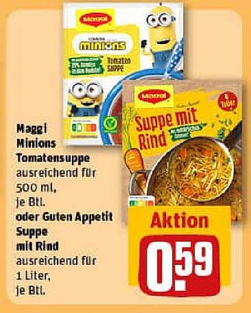Maggi Minions Tomatensuppe oder Gute Appetit Suppe mit Rind