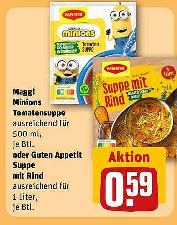 Maggi Minions Tomatensuppe oder Gute Appetit Suppe mit Rind