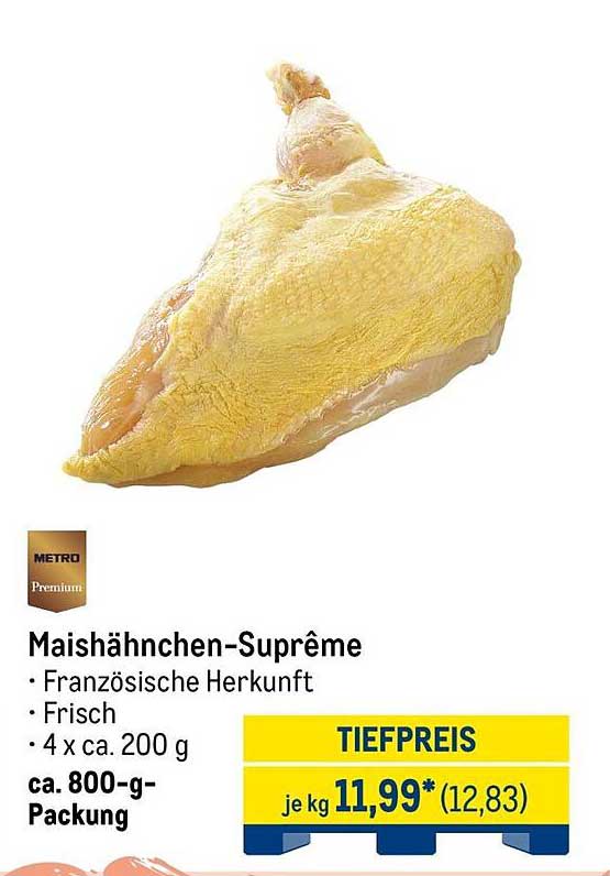 Maishähnchen-Suprême - Französische Herkunft, frisch, 4 x ca. 200 g