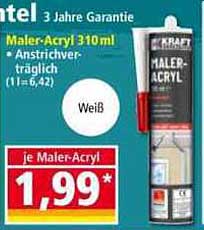 Maler-Acryl 310ml - Anstrichverträglich in Weiß