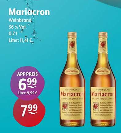 Mariacron Weinbrand 0,7l – 36 % Vol.