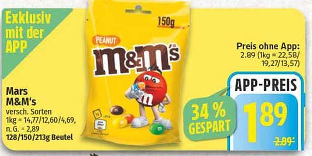 Mars M&M's Peanut 150g - Exklusiv mit der APP