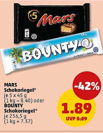 MARS und BOUNTY Schokoriegel - Jetzt im Angebot!