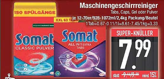 Maschinen Geschirrreiniger Tabs, Caps, Gel oder Pulver