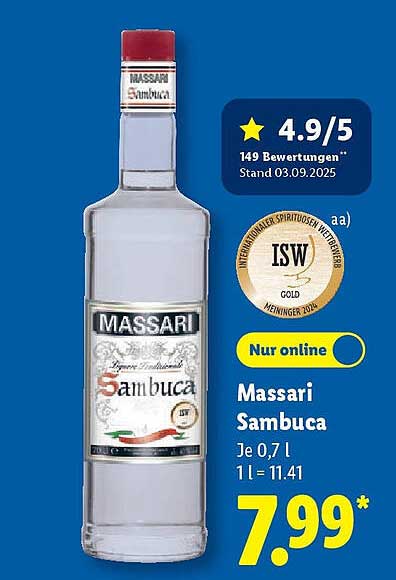 Massari Sambuca 0,7 l - Nur online erhältlich