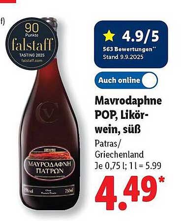 Mavrodaphne POP, Likörwein, süß, 0,75 l