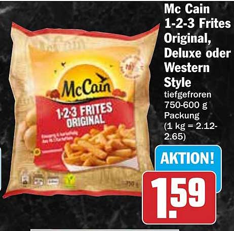 Mc Cain 1-2-3 Frites Original, Deluxe oder Western Style - 750-600 g Packung
