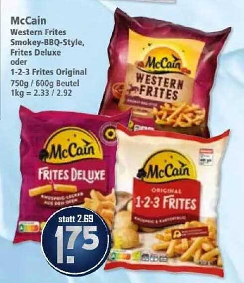 McCain Western Frites Smokey-BBQ-Style, Frites Deluxe oder 1-2-3 Frites Original