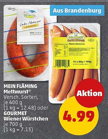 MEIN FLÄMING Mettwurst und GOURMET Wiener Würstchen