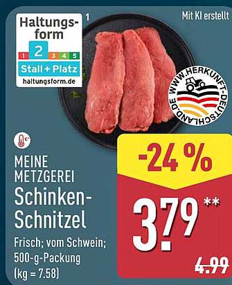 MEINE METZGERIE Schinken-Schnitzel 500-g-Packung