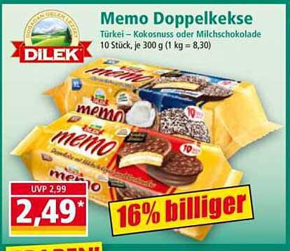 Memo Doppelkekse – Türkei – Kokosnuss oder Milchschokolade