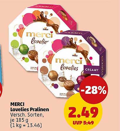 MERCI Lovelies Pralinen - Verschiedene Sorten, je 185 g