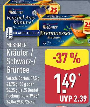 Meßmer Kräuter-/Schwarz-/Grüntee 25 Beutel
