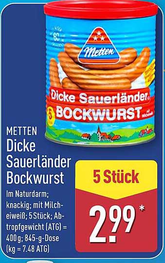 METTEN Dicke Sauerländer Bockwurst - 5 Stück
