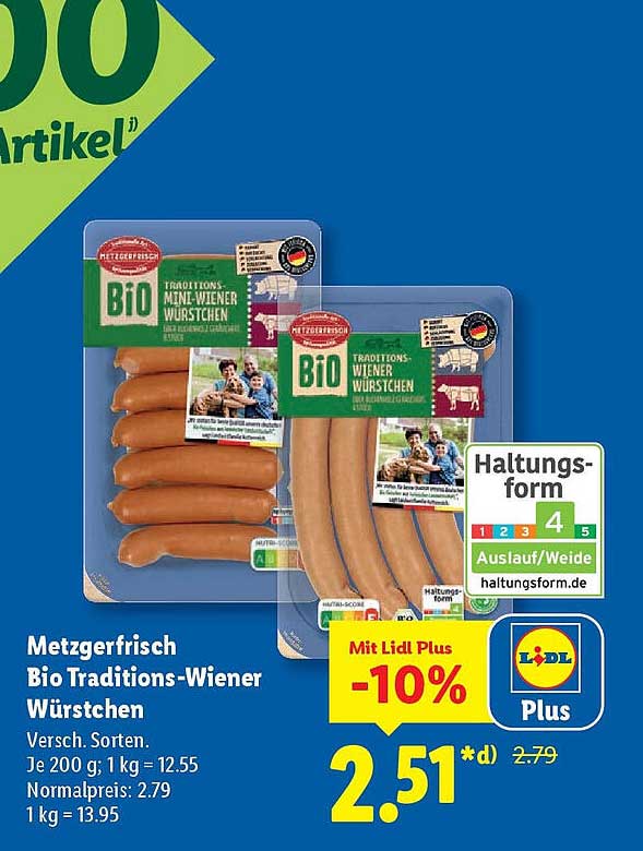 Metzgerfrisch Bio Traditions-Wiener Würstchen