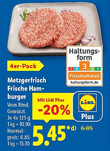 Metzgerfrisch Frische Hamburger 4er-Pack