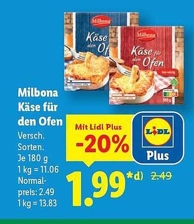 Milbona Käse für den Ofen – jetzt reduzierte Preise!