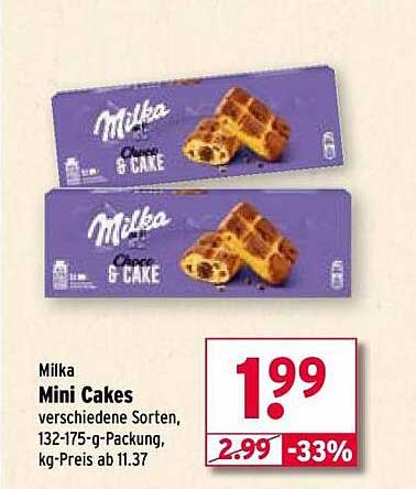 Milka Mini Cakes, verschiedene Sorten, 132-175-g-Packung