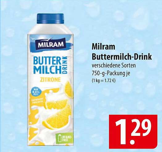 Milram Buttermilch-Drink verschiedene Sorten 750-g-Packung