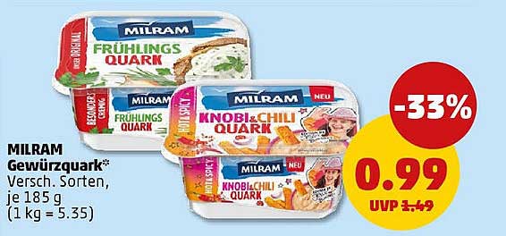 MILRAM Gewürzquark - 33% Rabatt auf verschiedene Sorten