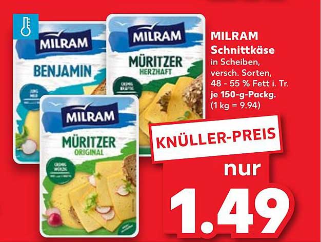 MILRAM Schnittkäse in Scheiben, verschieden Sorten