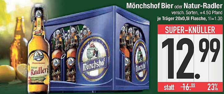 Mönchshof Bier oder Natur-Radler - 20 x 0,5 l Kasten