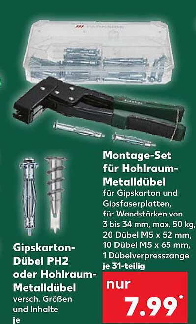 Montage-Set für Hohlraum-Metalldübel - 31-teilig