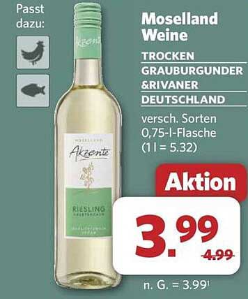 Mosel Wein - Trocken Grauburgunder & Rivaner 0,75-Liter-Flasche