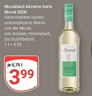 Moselland Akzente Serie Mosel DQW - Verschiedene Sorten, unkomplicierte Weine