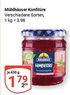 Mühlhäuser Konfitüre - Himbeere 450 g