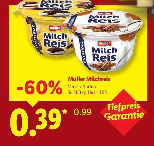 Müller Milchreis - Verschiedene Sorten