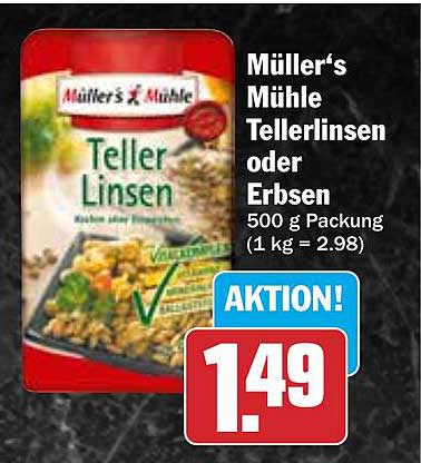 Müller‘s Mühle Tellerlinsen oder Erbsen 500 g