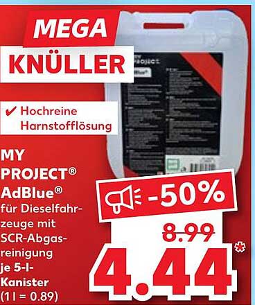 MY PROJECT® AdBlue® für Diesel-Fahrzeuge mit SCR-Abgasreinigung