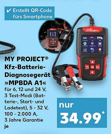 MY PROJECT® Kfz-Batterie-Diagnosegerät »MPBDA A1«