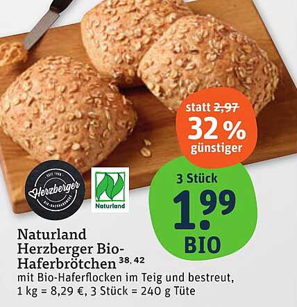 Naturland Herzberger Bio-Haferbrötchen 3 Stück