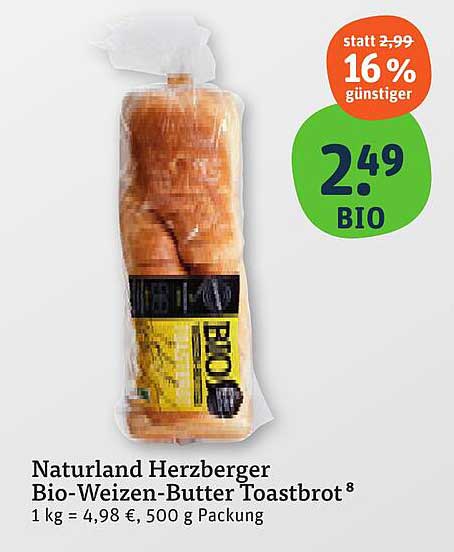 Naturland Herzberger Bio-Weizen-Butter Toastbrot
