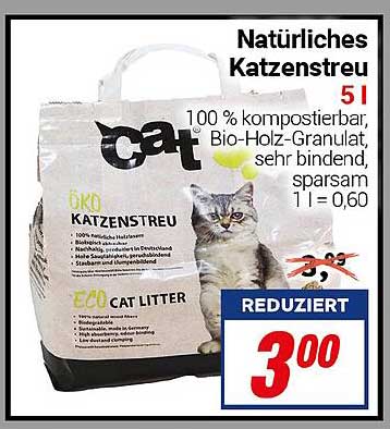 Natürliches Katzenstreu 5l - Bio-Holz-Granulat