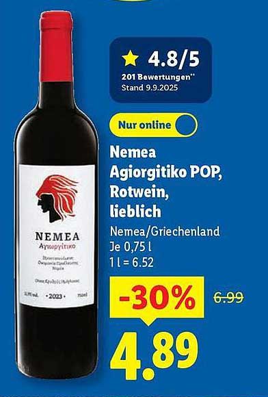 Nemea Agiorgitiko POP, Rotwein, lieblich 0,75l