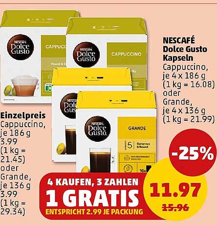NESCAFÉ Dolce Gusto Kapseln - 4 kaufen, 3 zahlen, 1 gratis!