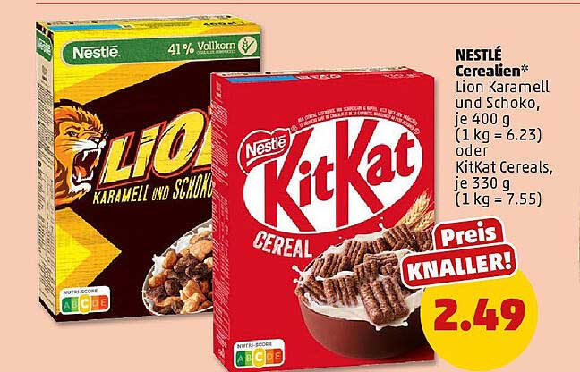 NESTLÉ Cerealien* Lion Karamell und Schoko oder KitKat Cereals