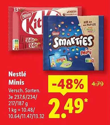 Nestlé Minis - Verschiedene Sorten: KitKat und Smarties