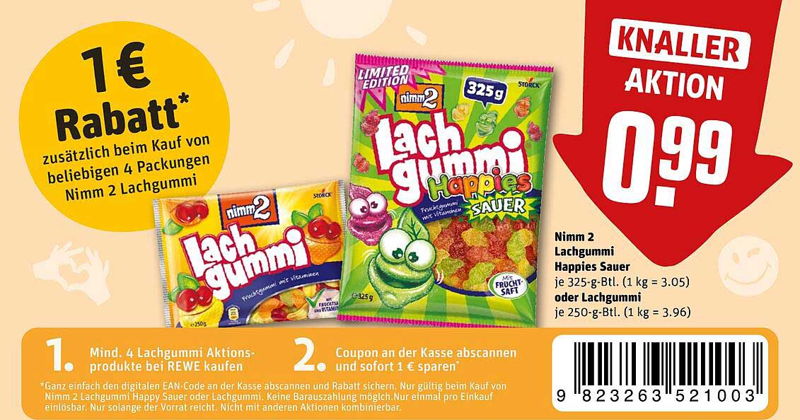 Nimm 2 Lachgummi Happy Sauer 325 g für nur 0,99 €