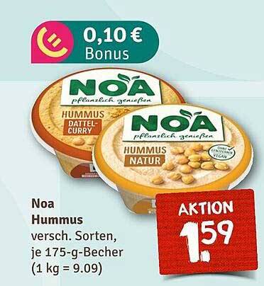 Noa Hummus – verschiedene Sorten, je 175-g-Becher