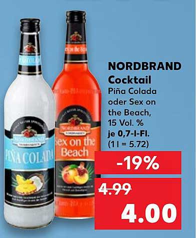 NORDBRAND Cocktail Piña Colada oder Sex on the Beach, 15 Vol. %